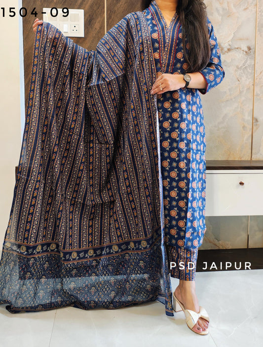 Blue Pure Cotton Suit