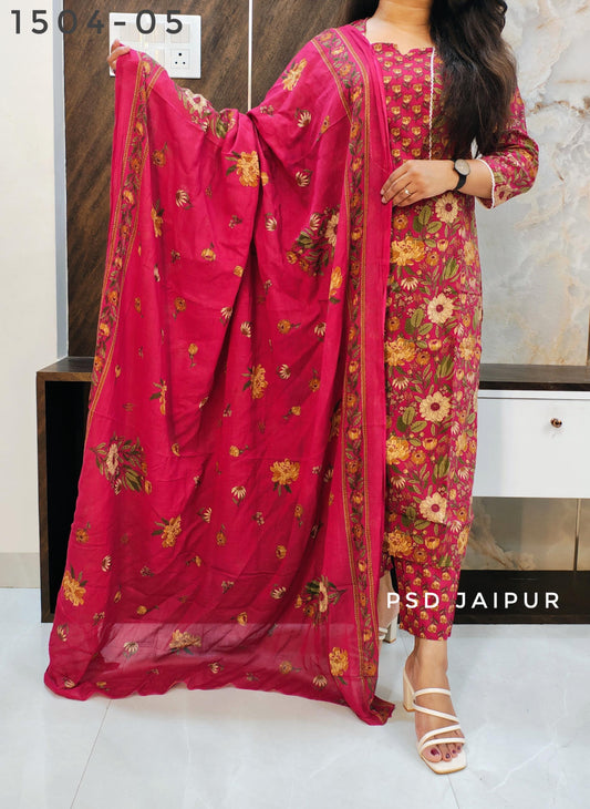Red Pure Cotton Suit
