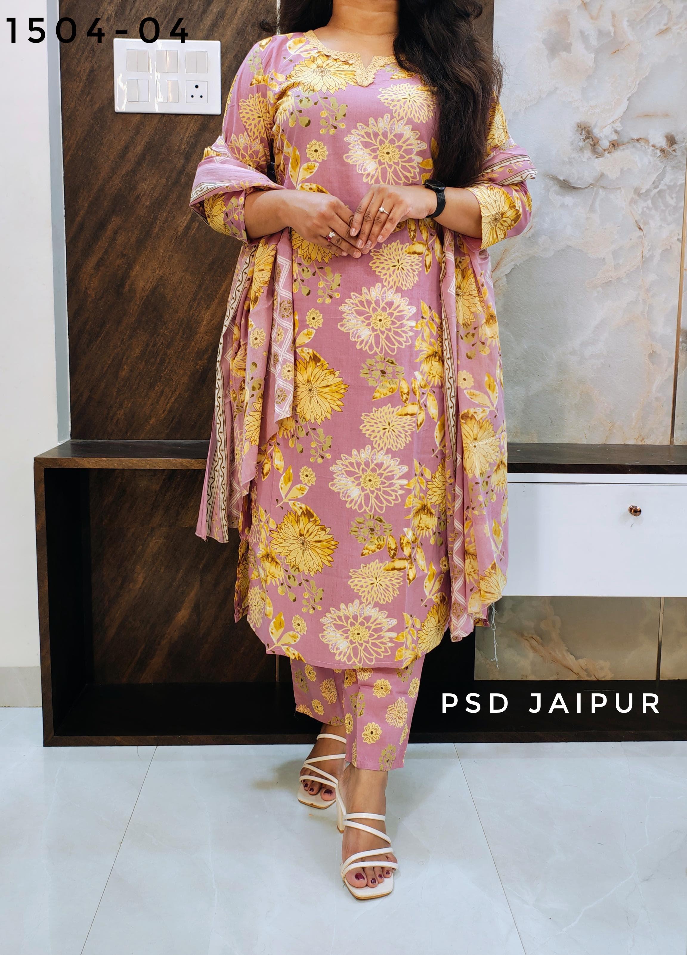 Purplish Pure Cotton Suit