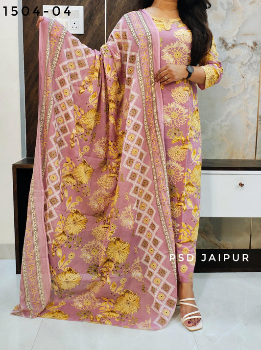 Purplish Pure Cotton Suit