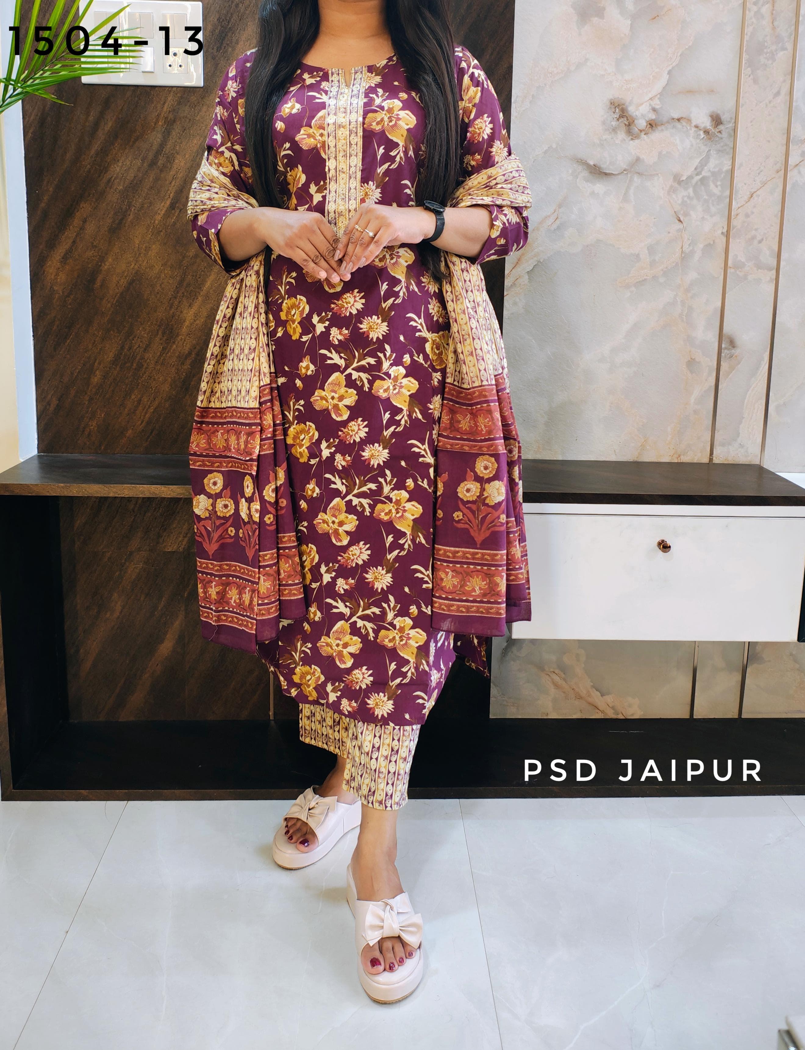 Dark Purple Pure Cotton Suit