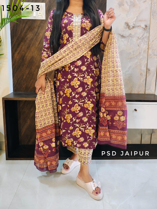 Dark Purple Pure Cotton Suit