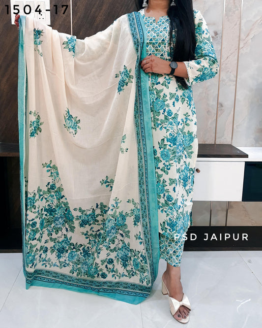 Sky Blue Pure Cotton Suit