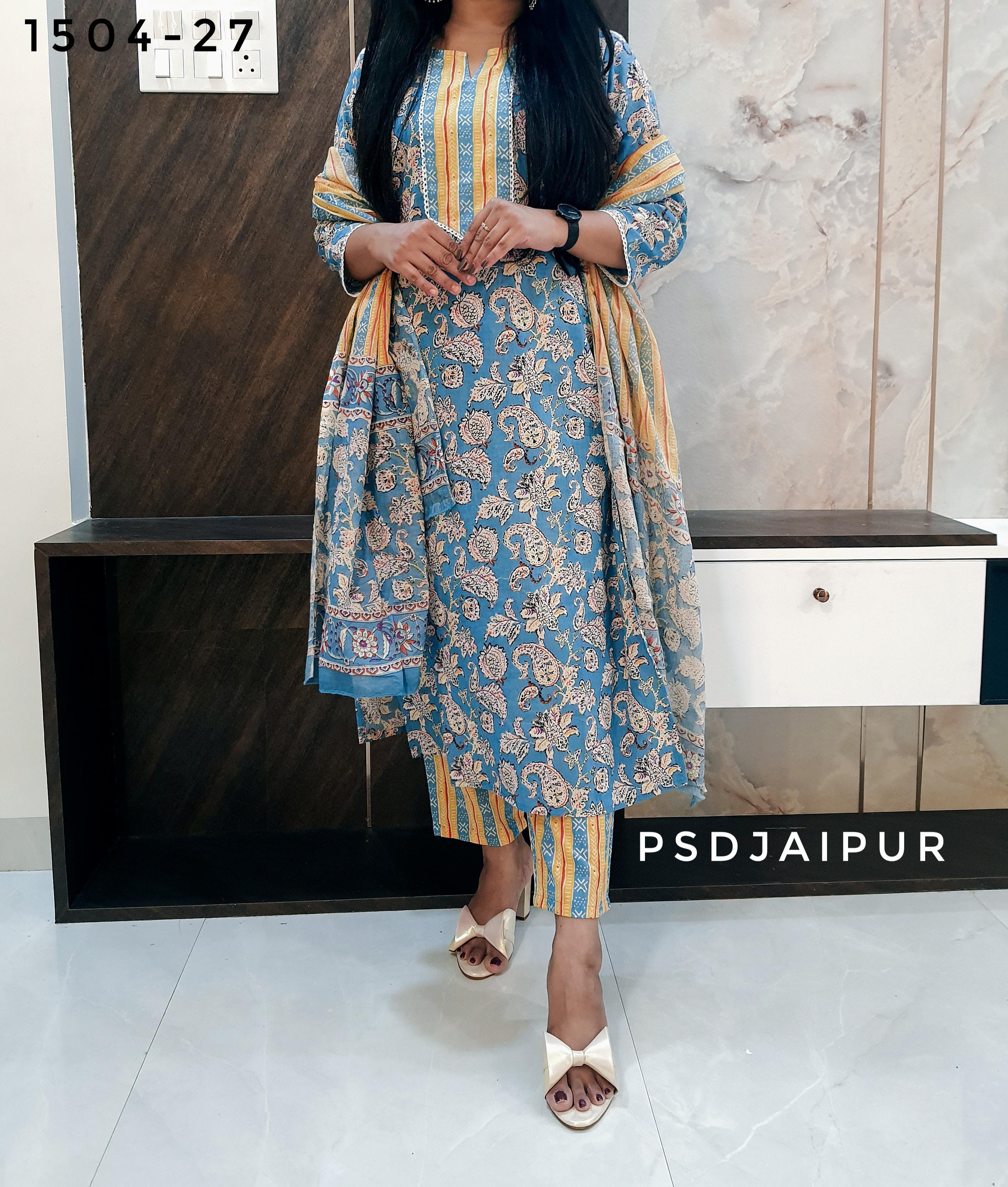 Sky Blue Pure Cotton Suit