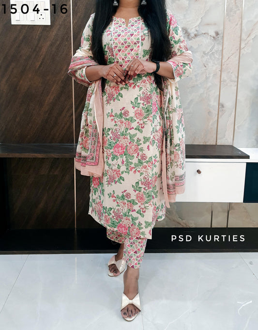 Off White Pure Cotton Suit