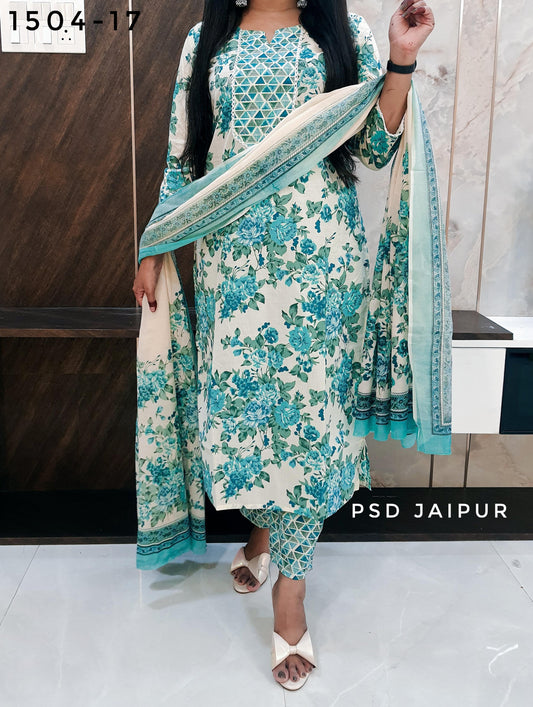 Sky Blue Pure Cotton Suit