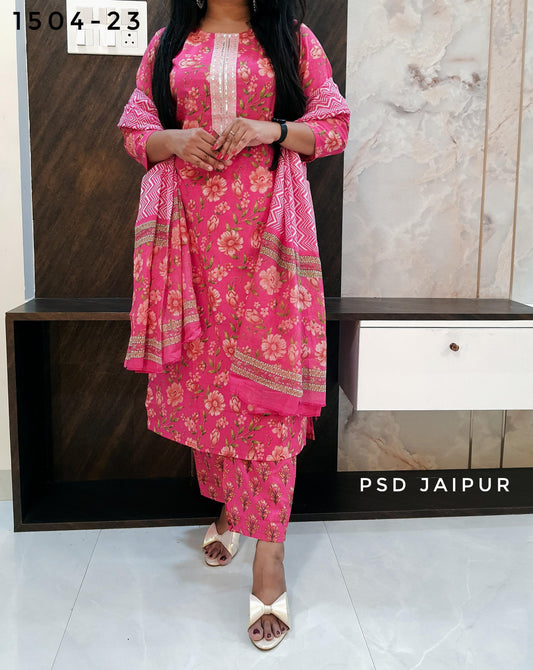Pink Pure Cotton Suit