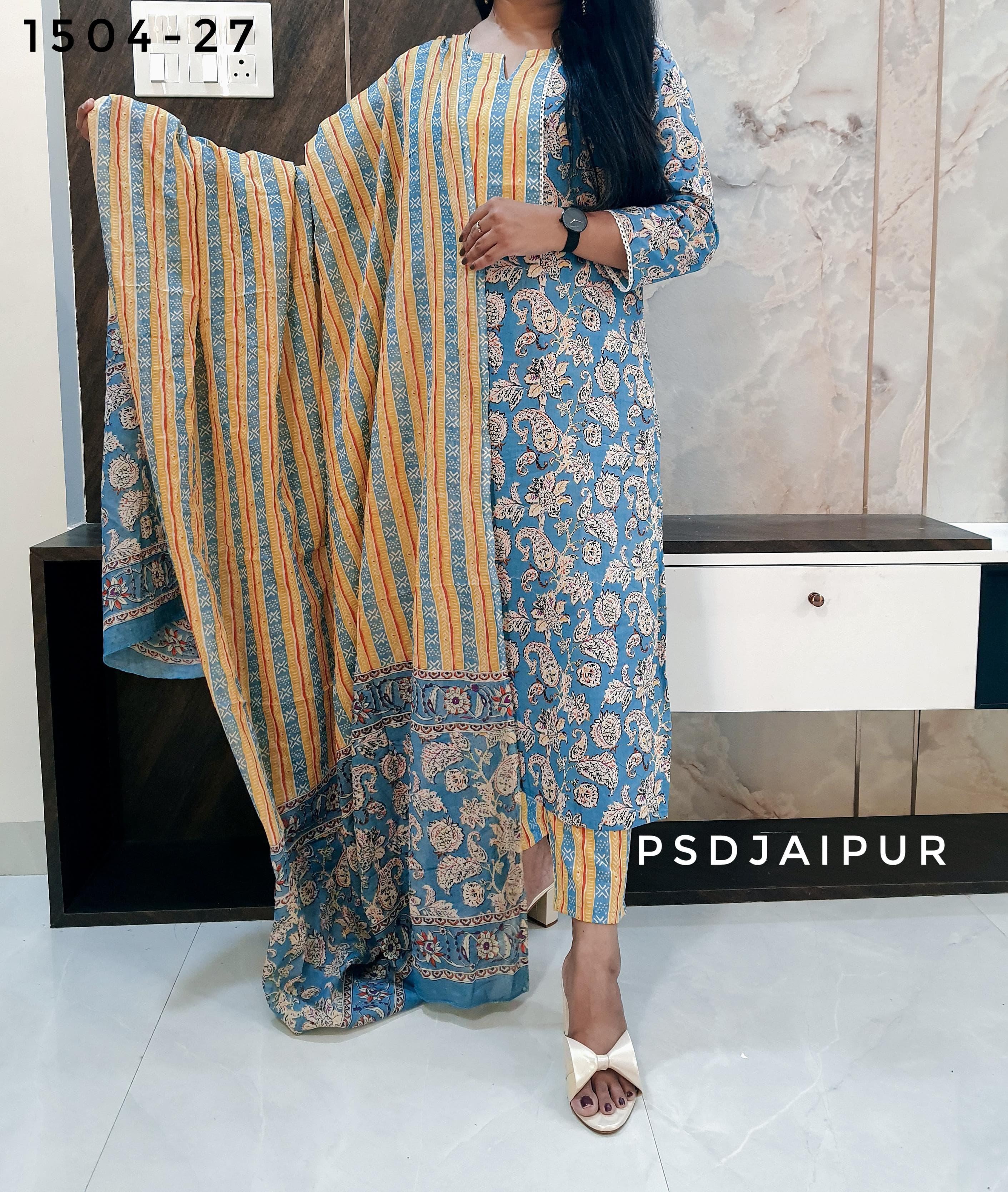 Sky Blue Pure Cotton Suit