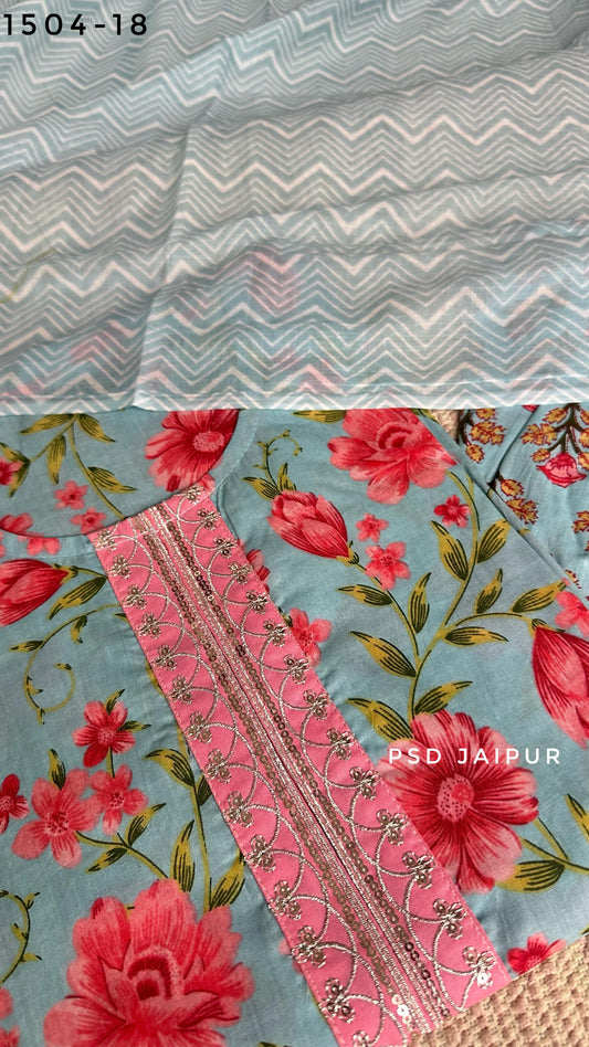 Sky Blue Pure Cotton Suit