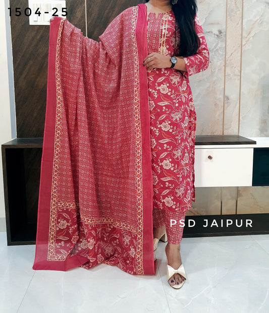 Red Pure Cotton Suit