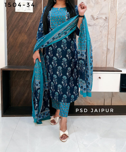 Blue Pure Cotton Suit