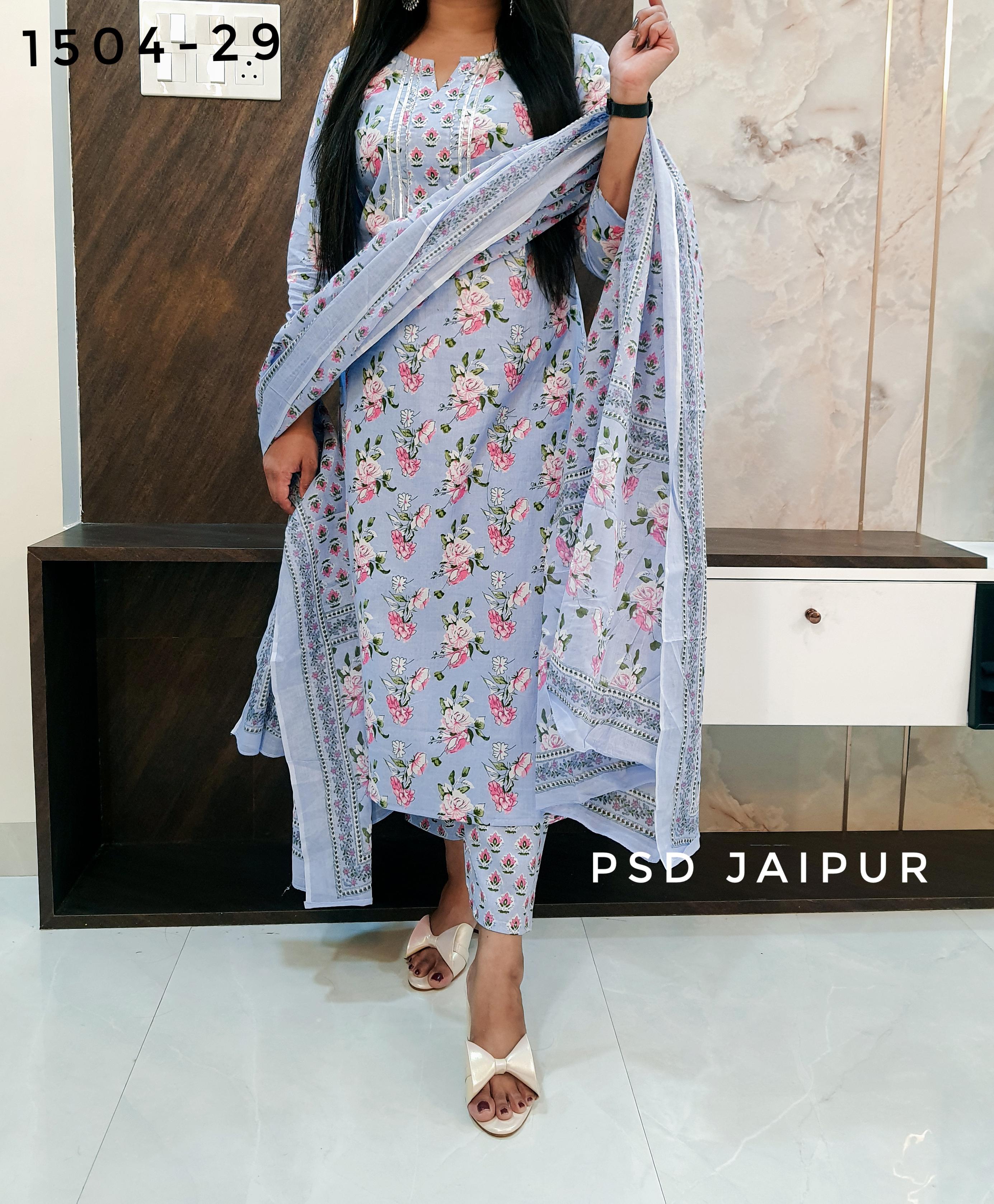 Sky Blue Pure Cotton Suit