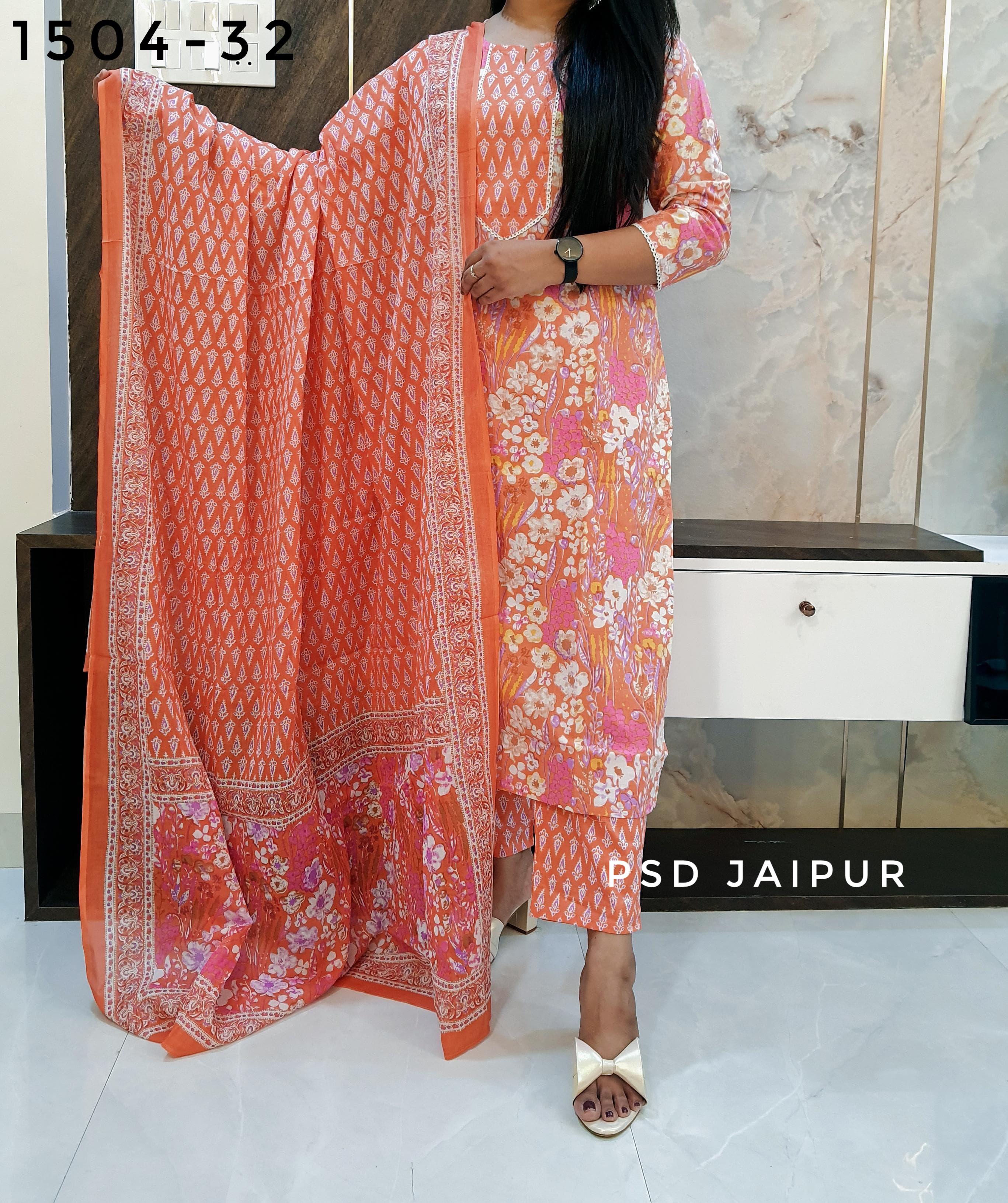Peach Pure Cotton Suit