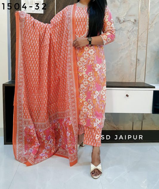 Peach Pure Cotton Suit