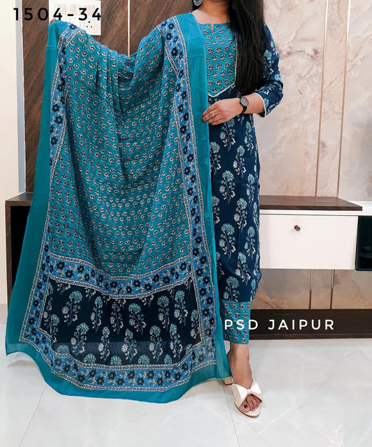 Blue Pure Cotton Suit