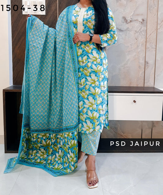 Sky Blue Pure Cotton Suit