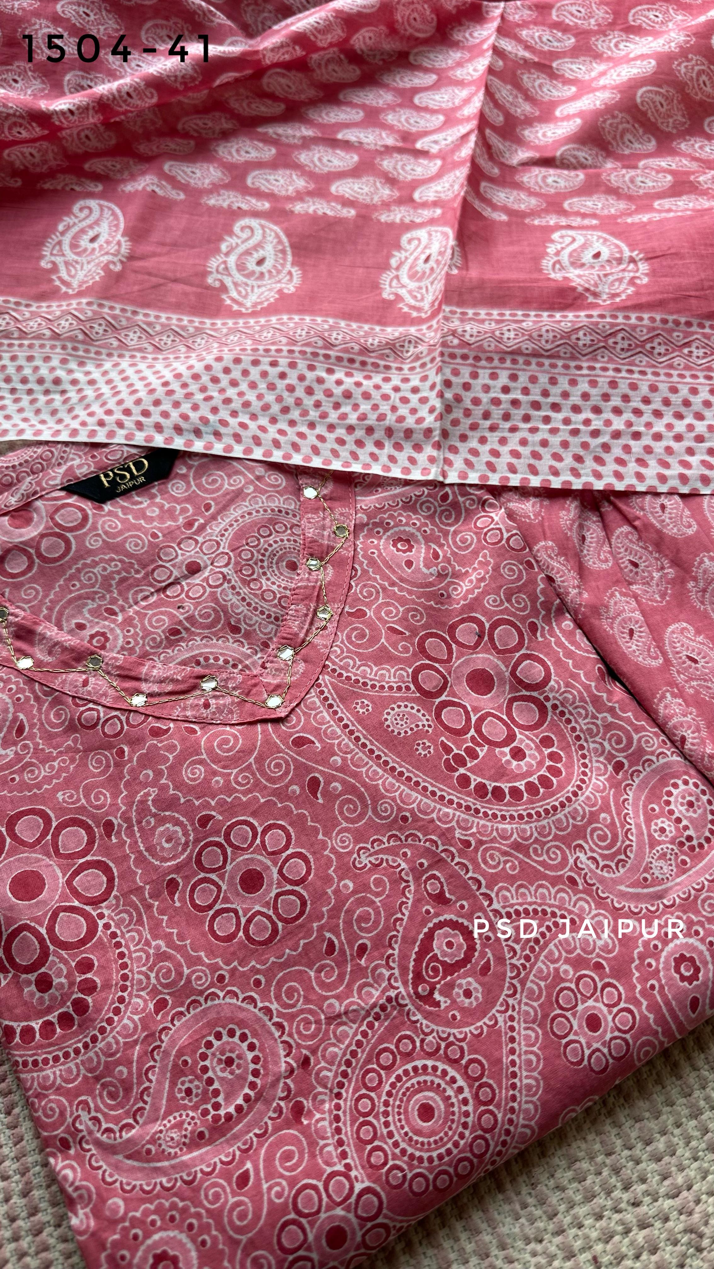 Baby Pink Pure Cotton Suit