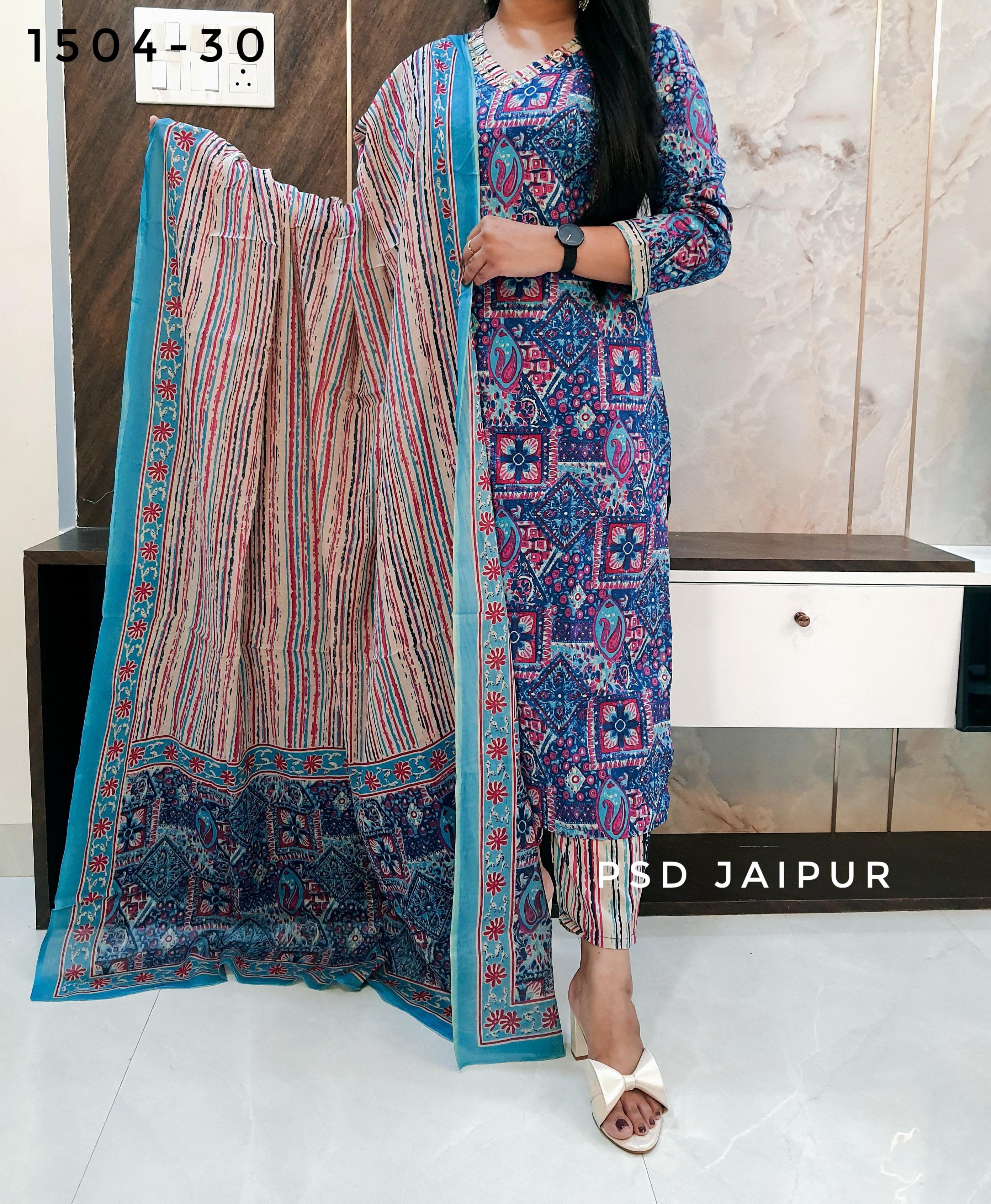 Blue Pure Cotton Suit