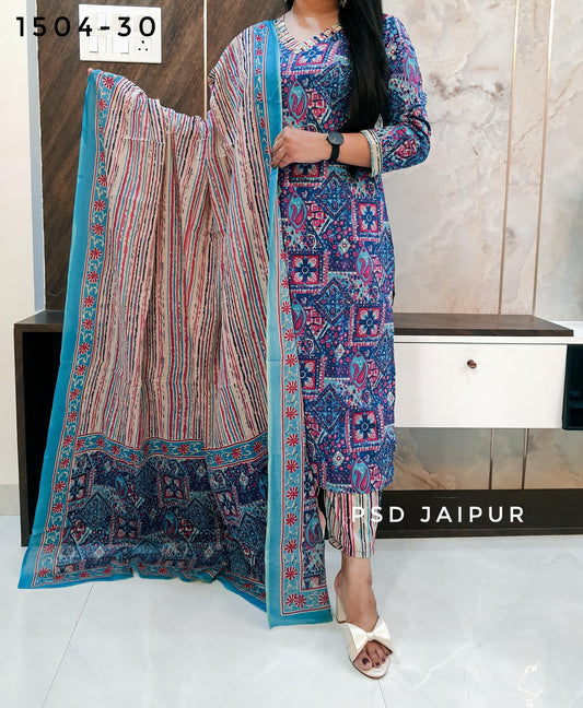 Blue Pure Cotton Suit