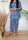 Blue zig Zag Cotton Co-ord set