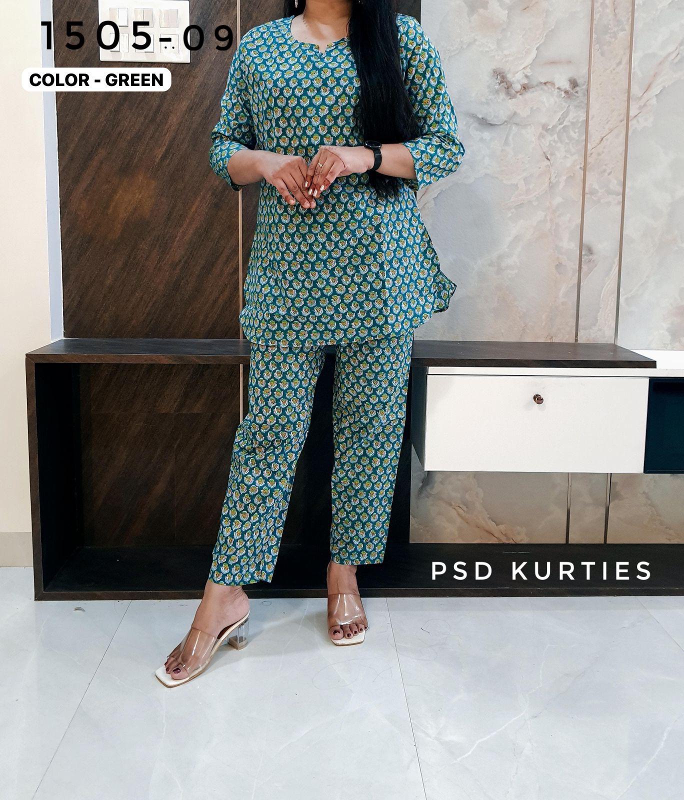 Green Floral Cotton Co-ord set