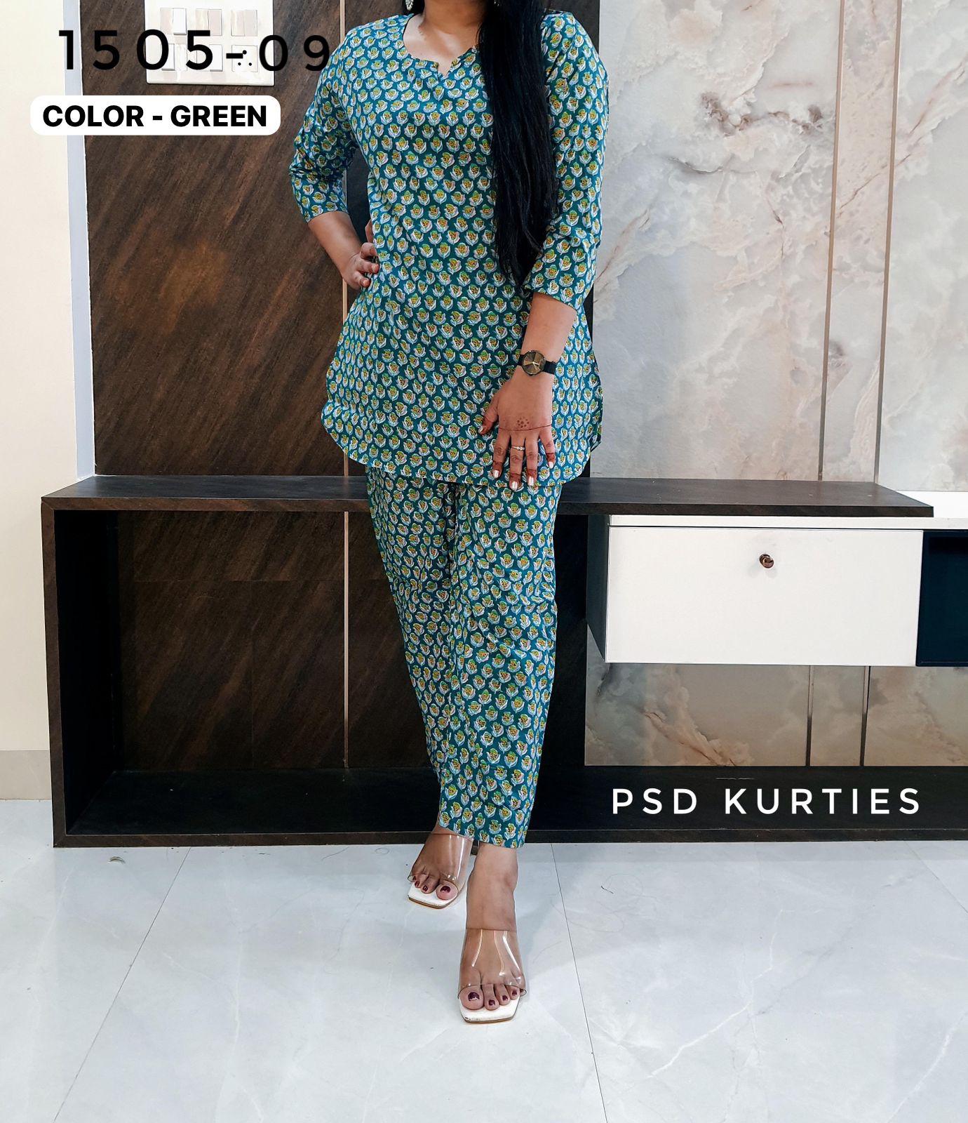 Green Floral Cotton Co-ord set