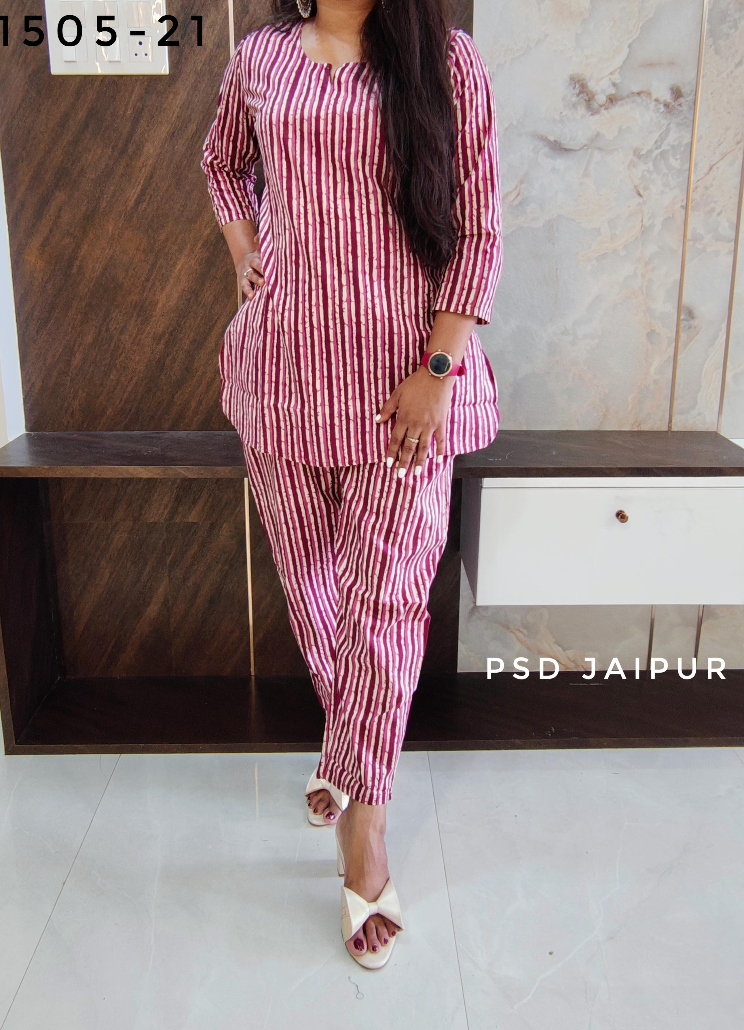 Pink Stripe Cotton Co-ord set