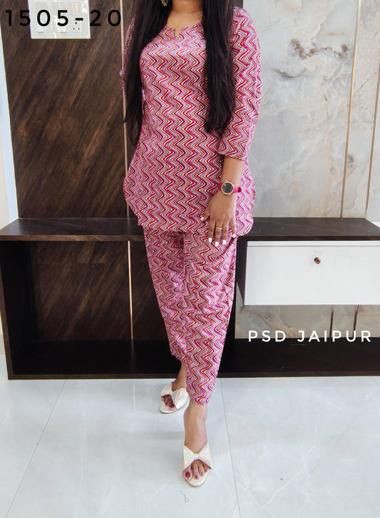 Pink Zig Zag Cotton Co-ord set