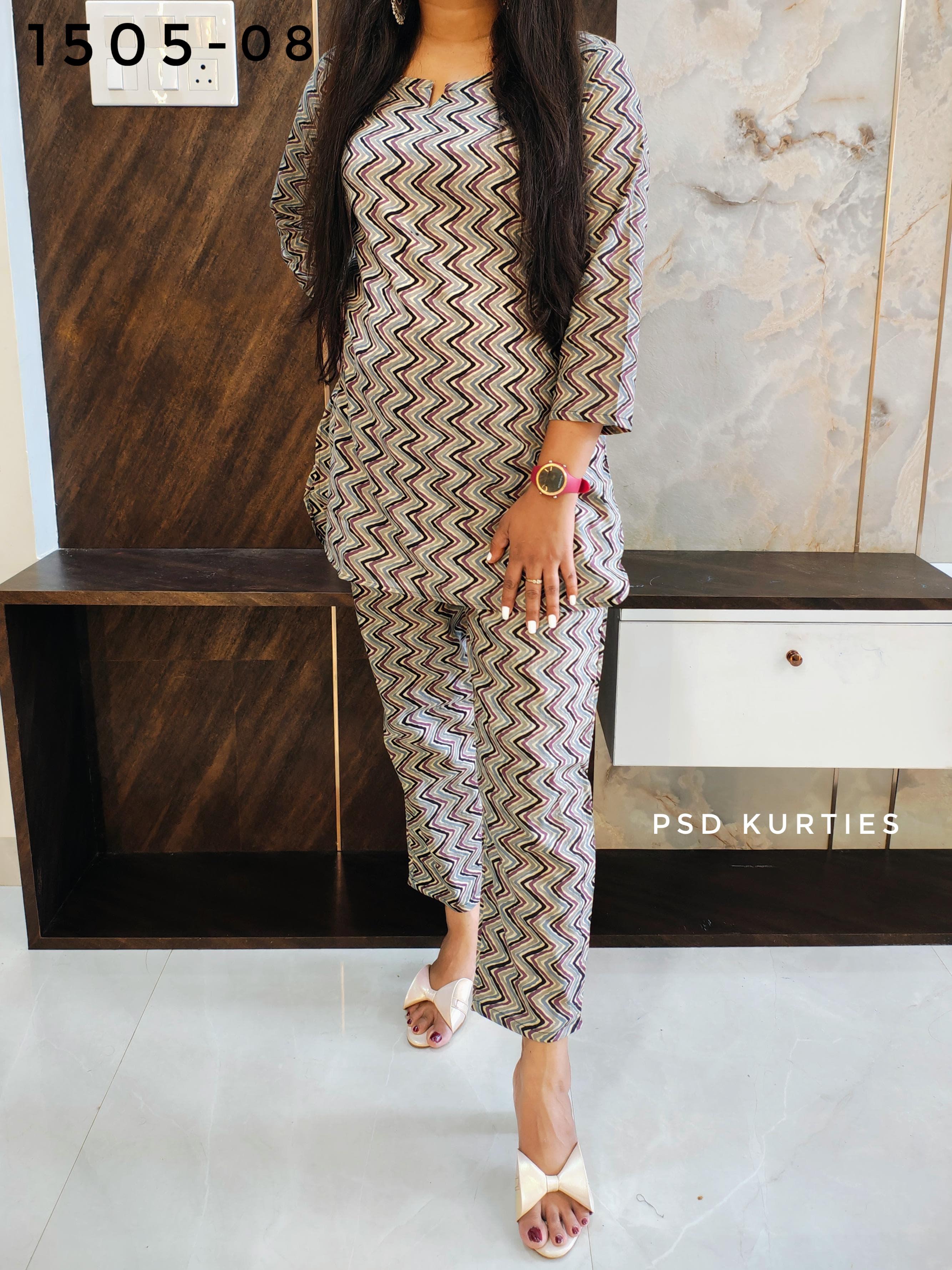 Gray Zig Zag Cotton Co-ord set