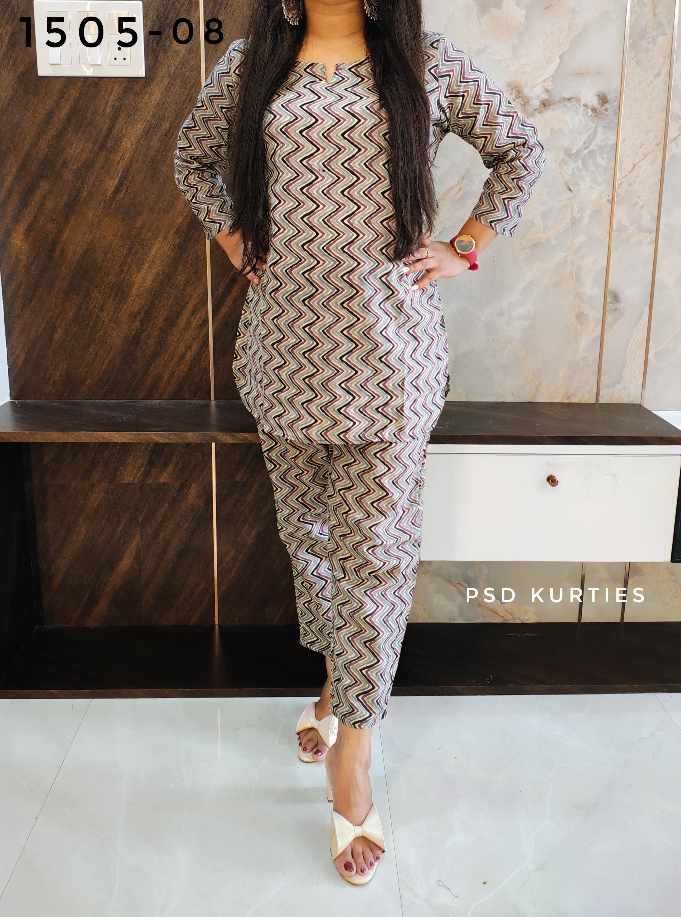 Gray Zig Zag Cotton Co-ord set