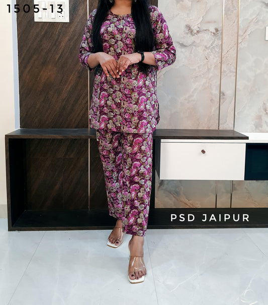 Purple and pink Cotton Co-ord set