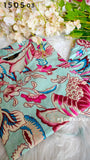 Sky Blue Leaf Print Cotton Co-ord Set