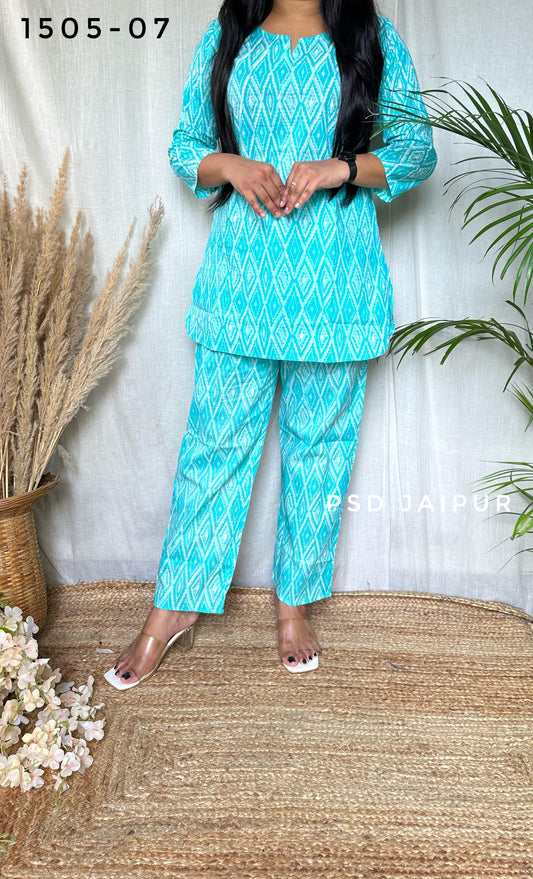 Sku Blue Cotton Co-ord set