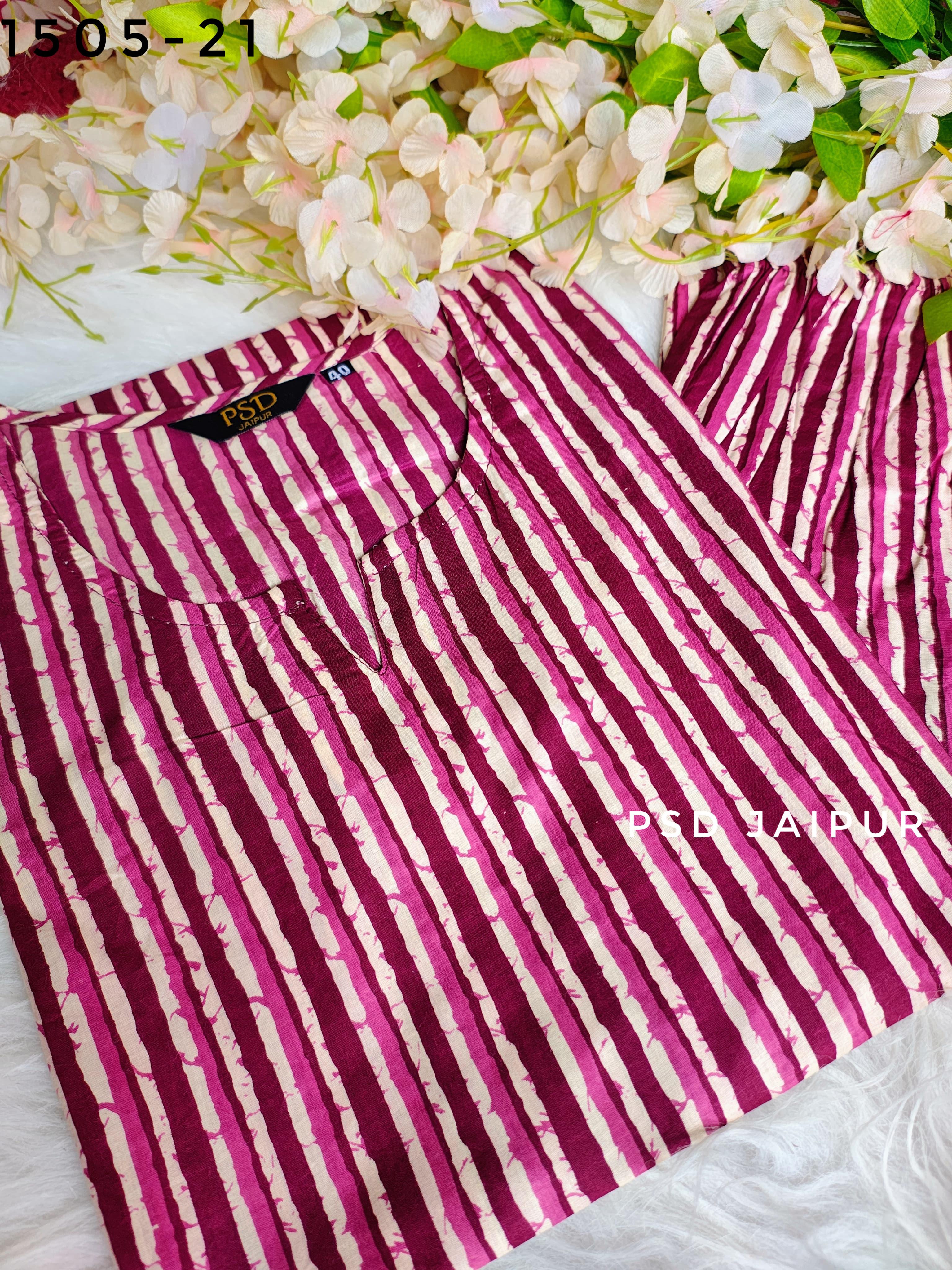 Pink Stripe Cotton Co-ord set