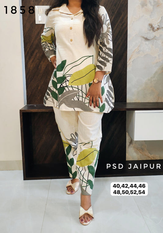 Cotton Flex Co-Ord Set-Green