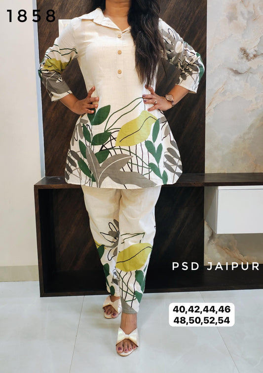Cotton Flex Co-Ord Set-Green
