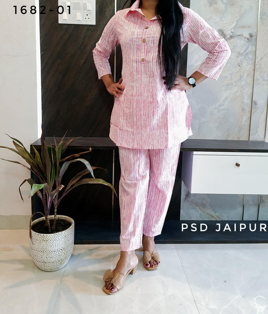 Pink stripe Collar Co-ord