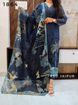 Blue Chanderi Suit-Bird Print