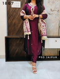 Wine Roman Shimmer Suit
