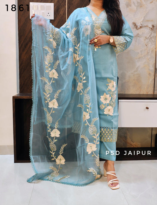Sky Blue Roman Shimmer Fancy Suit