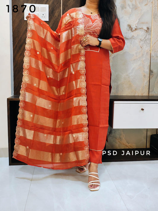 Rust Roman Silk Suit