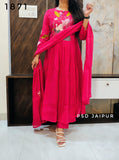 Pink Mal Chanderi A-Line Suit
