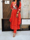 Rust Mal Chanderi A-Line Suit