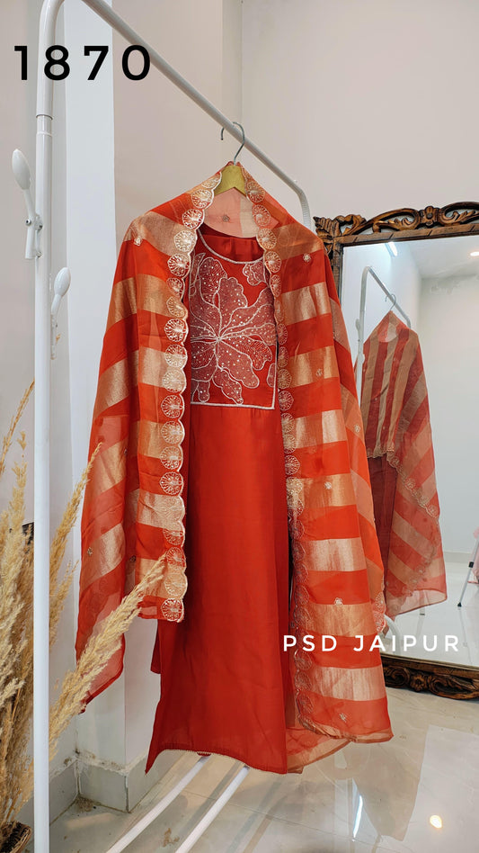 Rust Roman Silk Suit