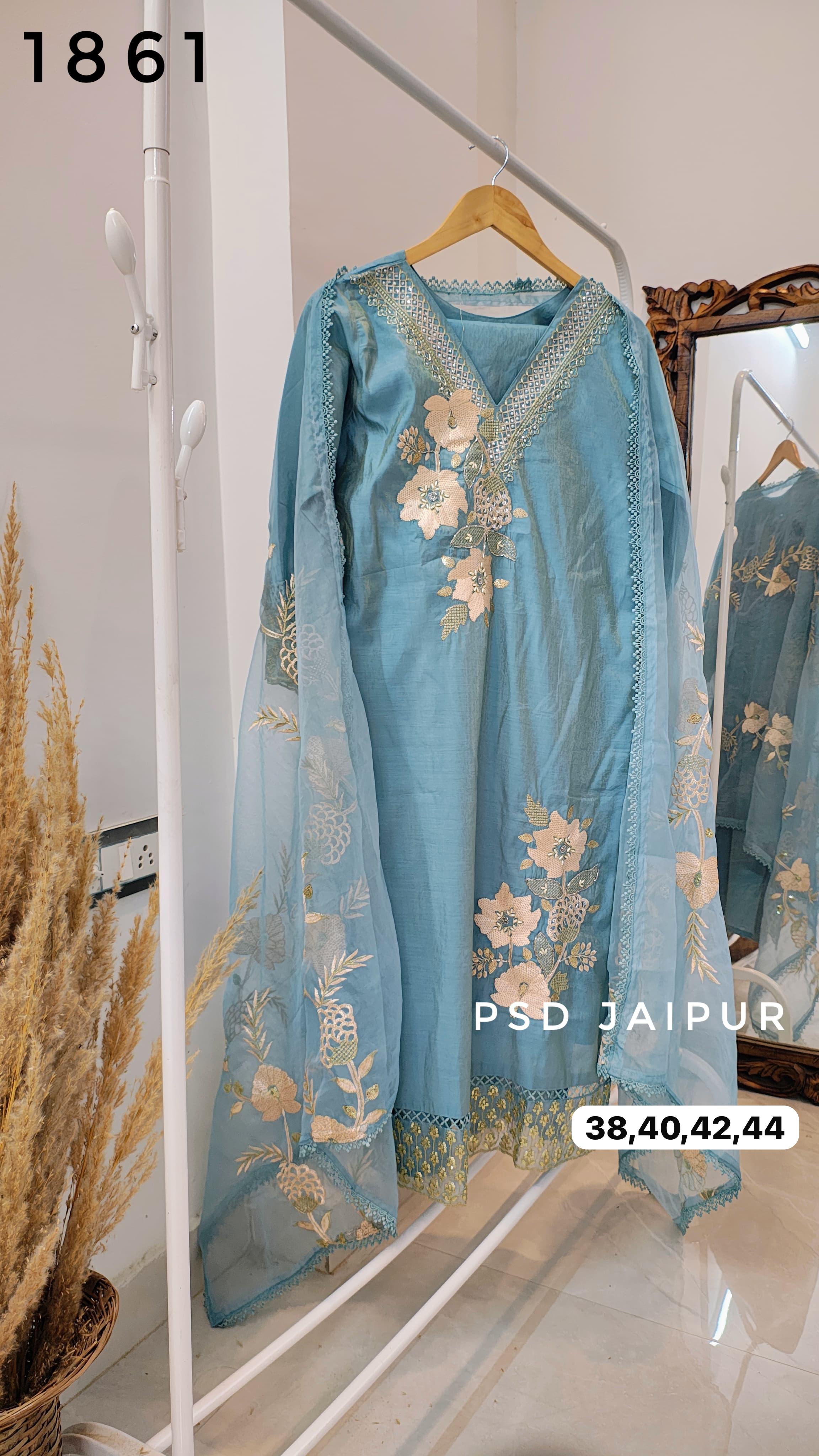 Sky Blue Roman Shimmer Fancy Suit