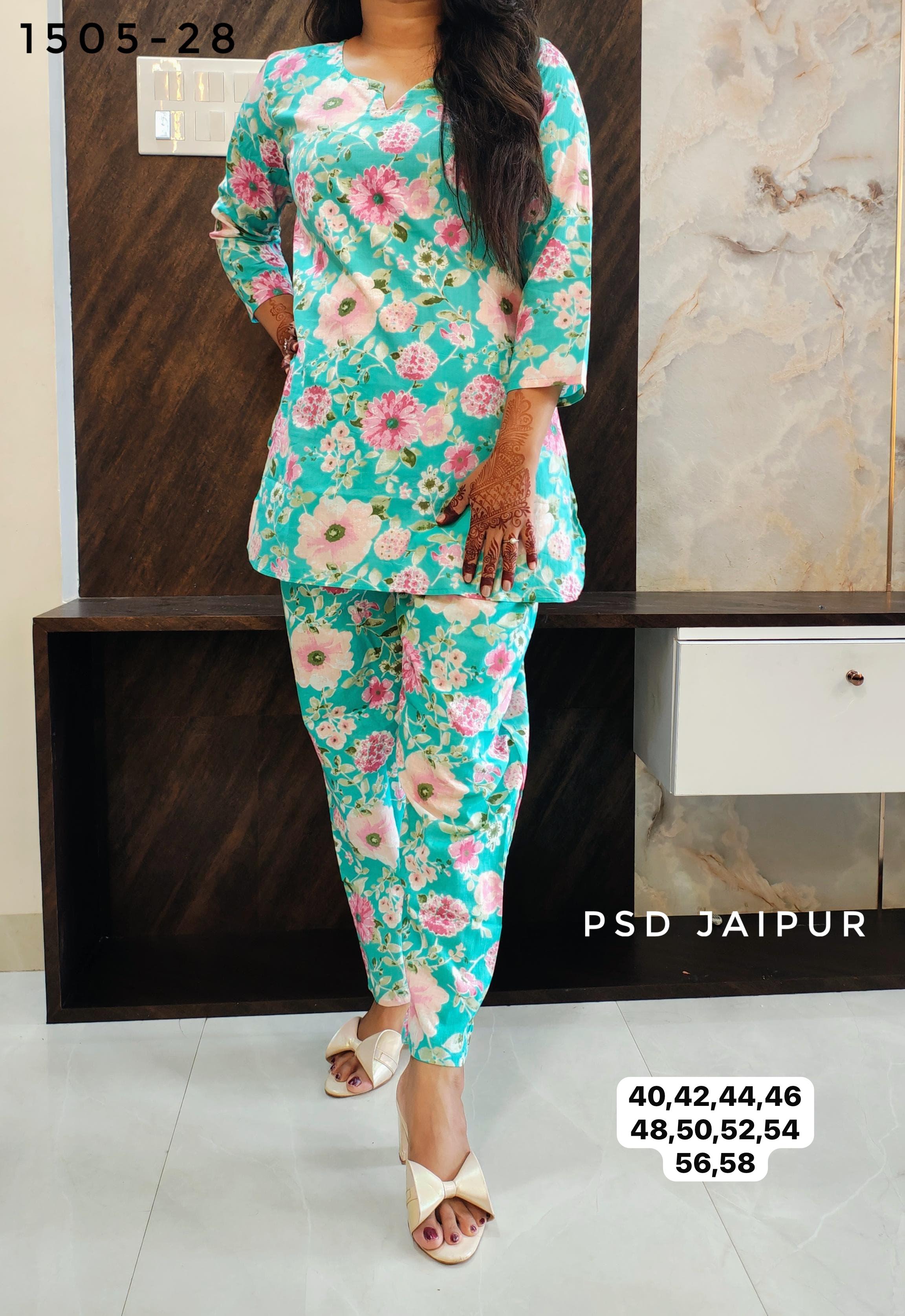 Sky Floral Cotton Co-ord set