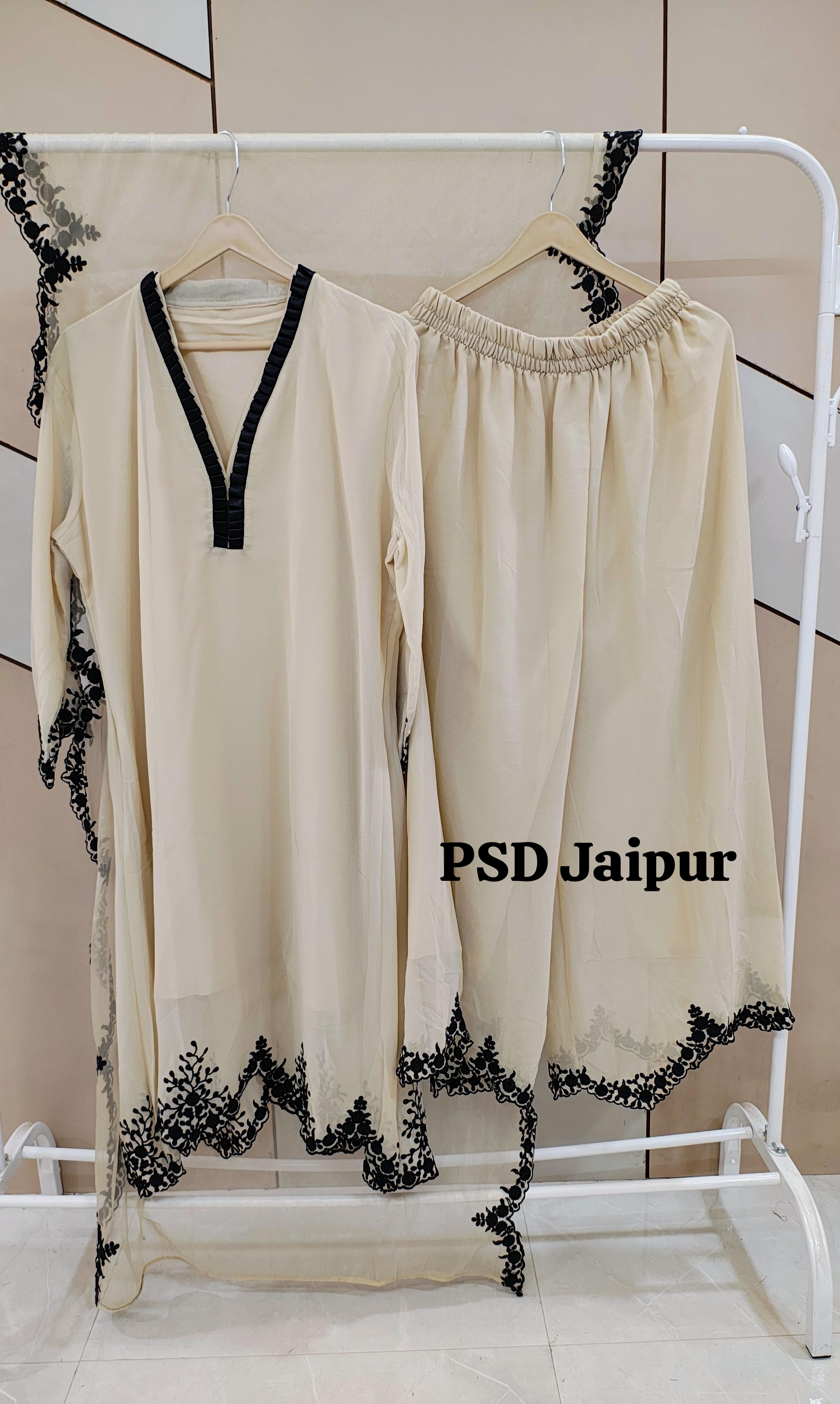 Lux Off white Plazzo  Suit Set