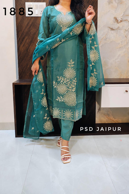 Teal Green Roman Shimmer Fancy Suit