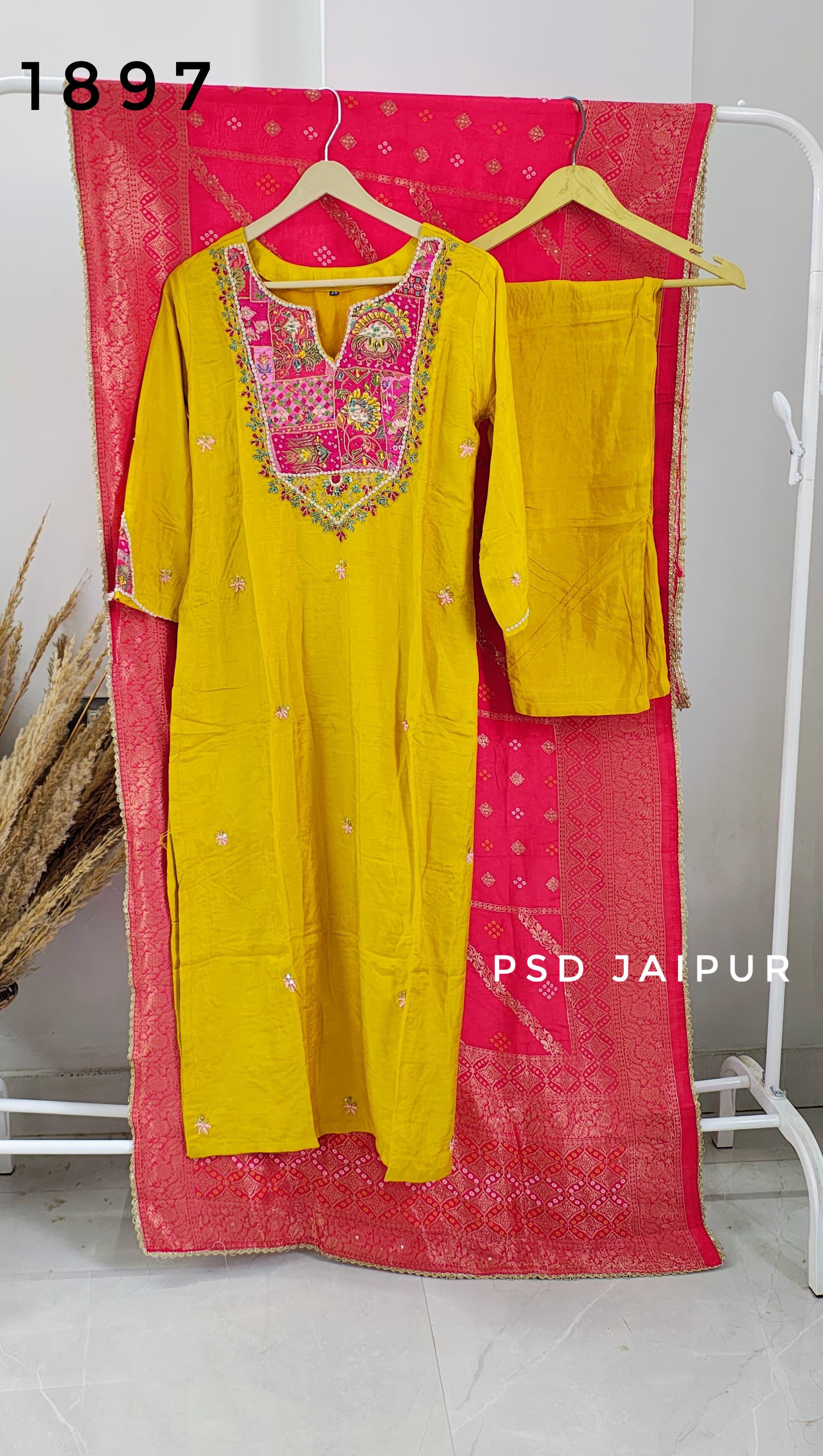 Mango Yellow Dola Silk Suit