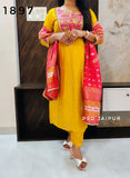 Mango Yellow Dola Silk Suit